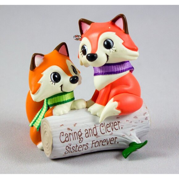 Hallmark KS 2019 Christmas Ornament Foxes Caring and Clever Sisters Forever - Picture 1 of 5